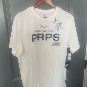 PRPS White Graphic Tee with Multicolor Accents